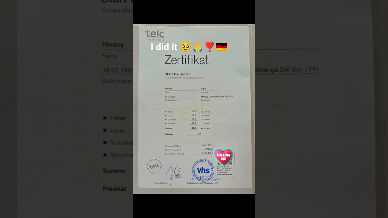 First attempt Pr&uuml;fung exam in TELC in Germany 🇩🇪🥹🥹🥹❣️