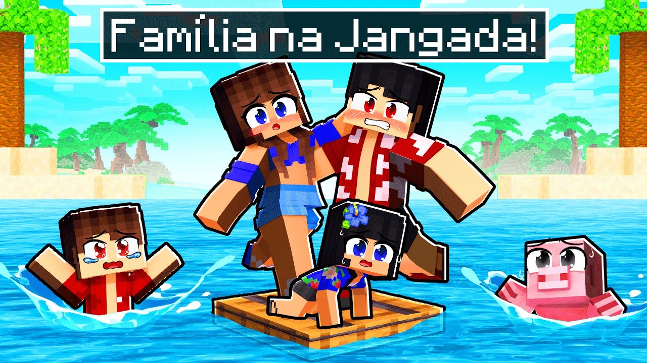 JOGANDO com a FAMÍLIA em uma JANGADA no Minecraft ◂Miika▸