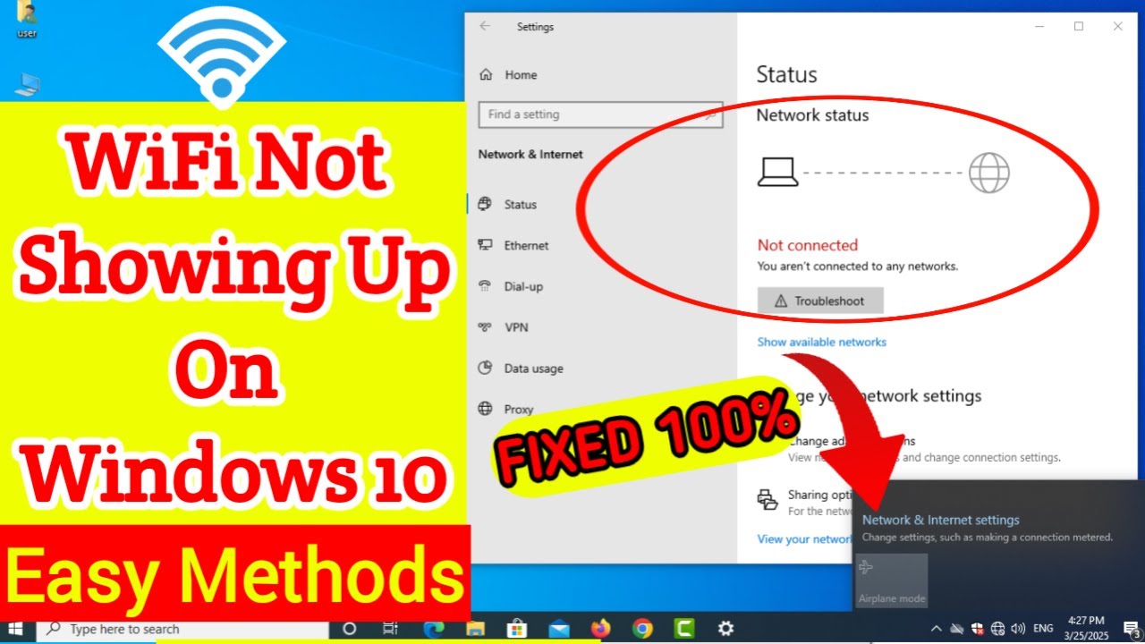 🔥 How To Show WiFi icon on Taskbar Windows 10 | Fix Missing WiFi Icon in 2025