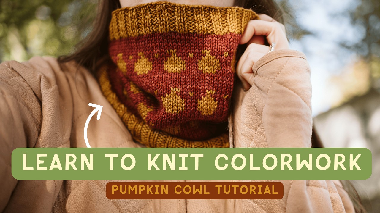 FREE Pumpkin Stranded Colorwork Cowl Pattern Tutorial