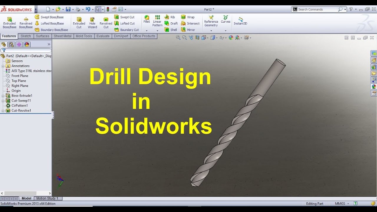 Drill Design in Solidworks - Hindi #DScadtraining #msme #ppdc #cad #saini #dinesh  #solidworks
