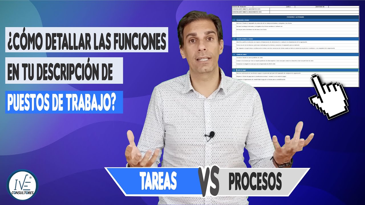 FUNCIONES en la DESCRIPCION de un PUESTO DE TRABAJO - TAREAS VS PROCESOS