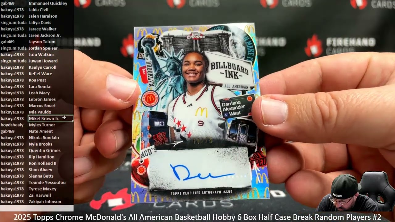 2025 Topps Chrome McDonald's All American Basketball Hobby 6 Box Half Case Break Random Players #2