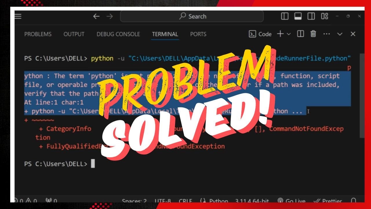 How to Resolve 'python' cmdlet Error | The term 'python' is not recognized as the name of a cmdlet.