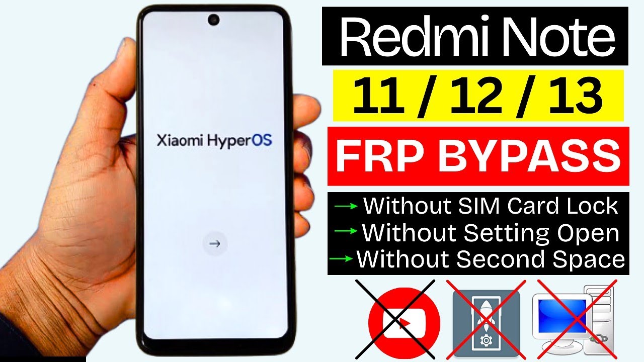 Redmi Note 11/12/13 HyperOS FRP Bypass Without PC | Xiaomi Google Account Unlock 2025 (No APK/Tools)