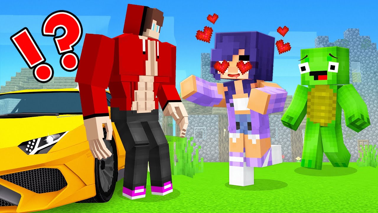 STRONG JJ fell in love with APHMAU! JJ and MIKEY - Maizen Minecraft Animation