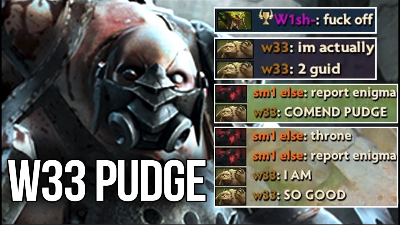 w33 Pudge Trashtalk Insane 4sec Hook Max Range - Dota 2