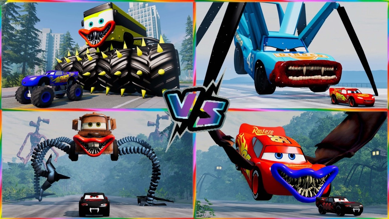 Mcqueen Monster😈 Spiderman Mcqueen🕷️ New Monster truck🤯 Mcqueen Zombie🤩