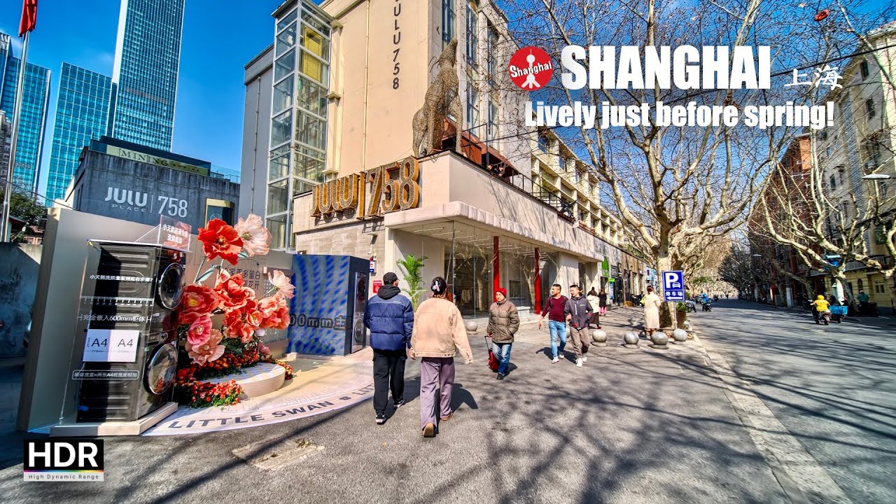 Julu Road on Sunday afternoon - Julu Place 758, Found 158, Hong Kong Plaza, Xintiandi - 4K HDR