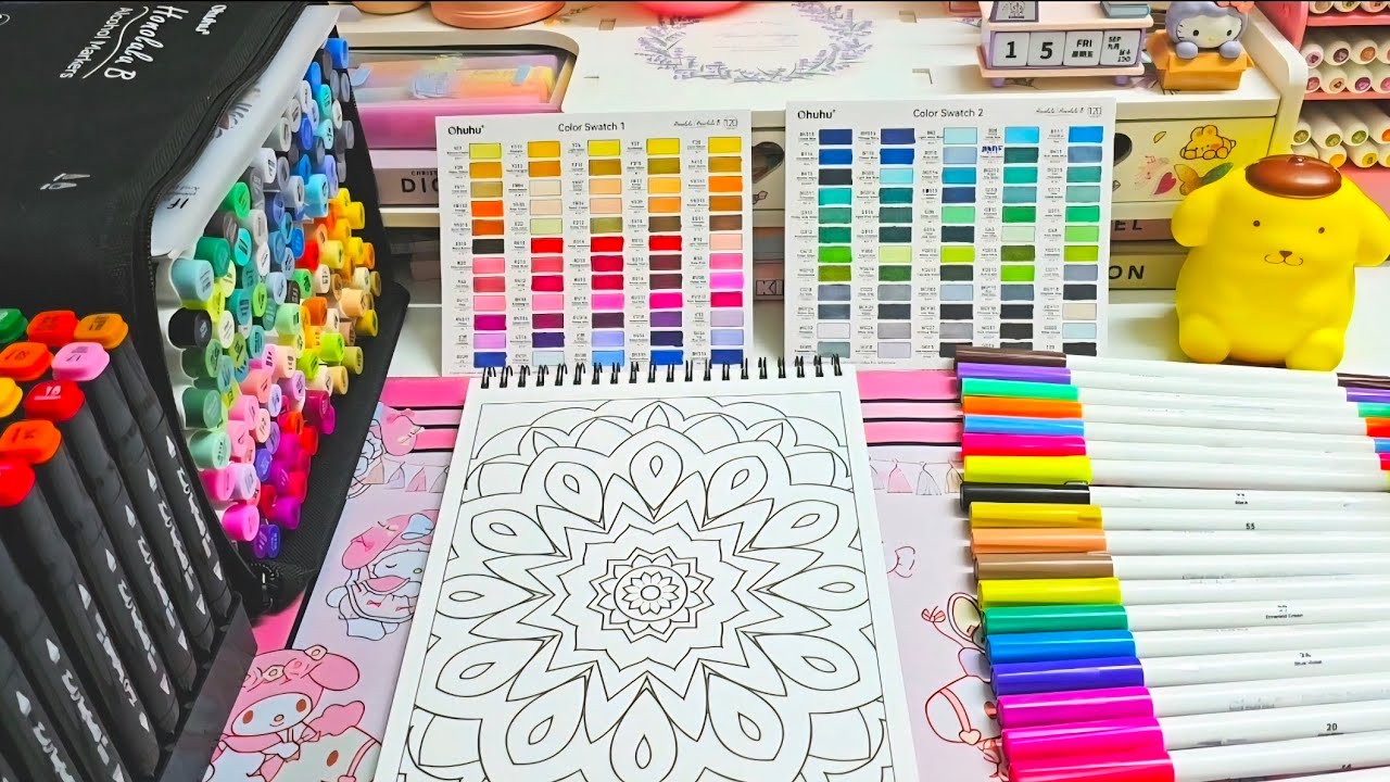 ASMR satisfying coloring 😌 mandala coloring ✨️ 💕 super relaxing 🎶 