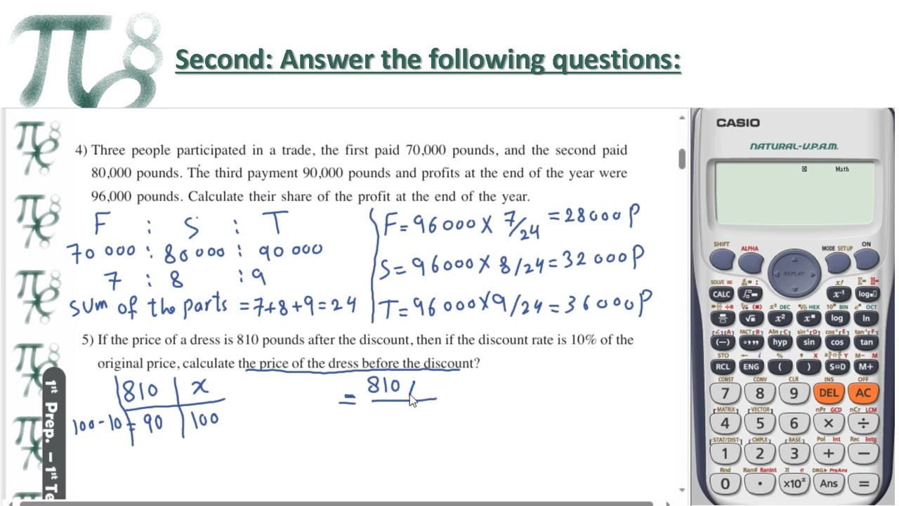 Exercises Pre-Algebra of Numbers and Their Operations Algebra Part 2