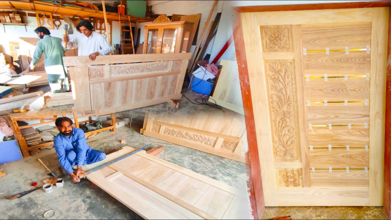 Complete process of making room Door with  American ash wood. Make a unique Wooden Door.