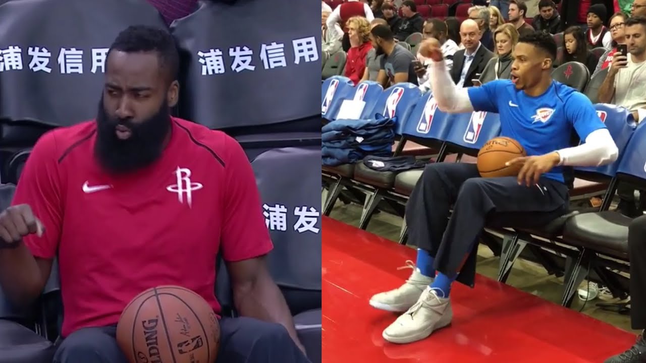 Russell Westbrook James Harden pre game Dance battle?!?