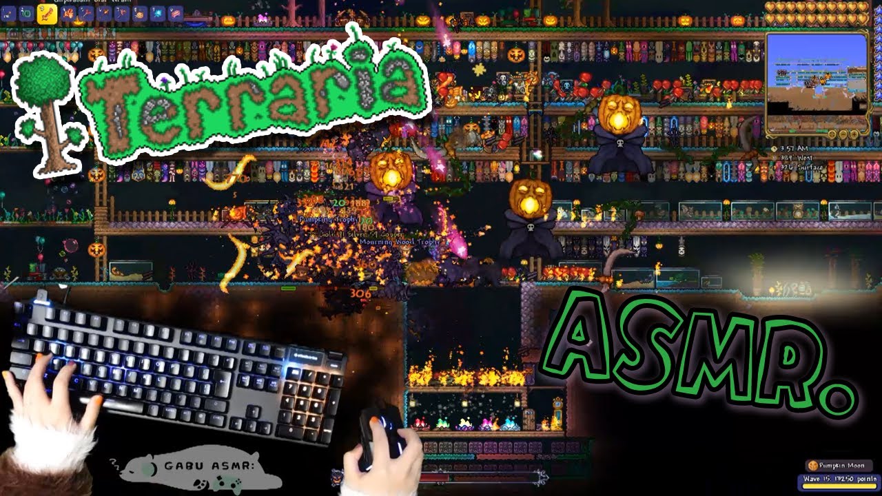 🎃【ASMR】Terrariaをキーボードで遊ぶ音#1 Pumpkin Moon【Terraria】【音フェチ】ｰGaming/Controller Sounds🎃