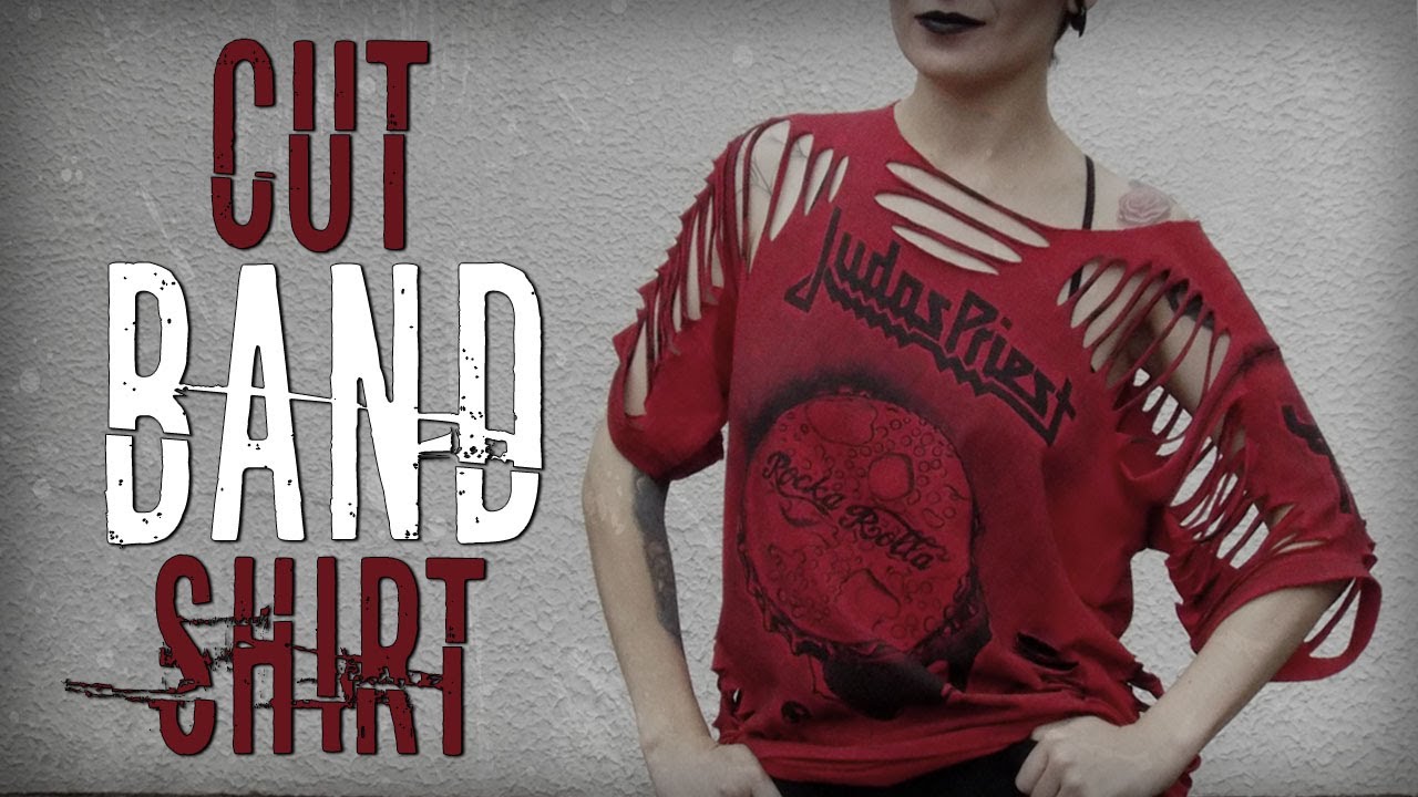 DIY creando CAMISETAS GENIALES RASGADAS ✂️ y de ASPECTO GRUNGE (metalhead) | AngieRomeroDIY