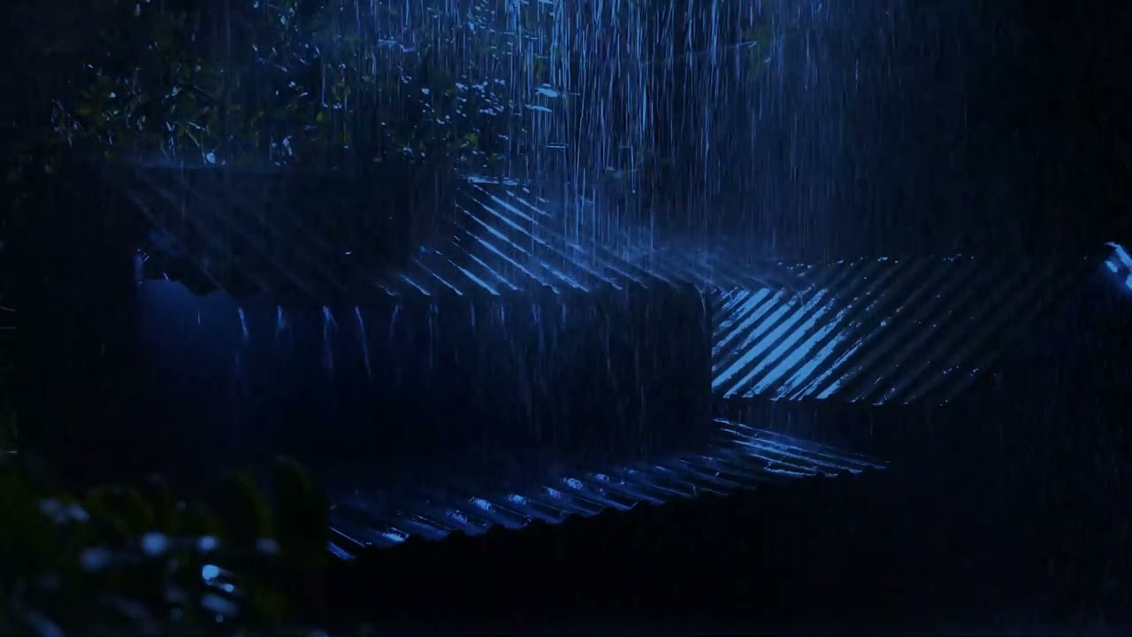 No Ads Rain Sounds for Sleeping   ASMR Brutal Heavy Rain On Tin Roof for Severe Insomnia