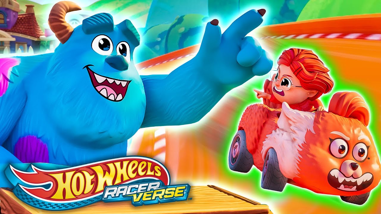 Pixar Friends Join The Mickey Mouse Invitational Relay Race! | | Hot Wheels RacerVerse