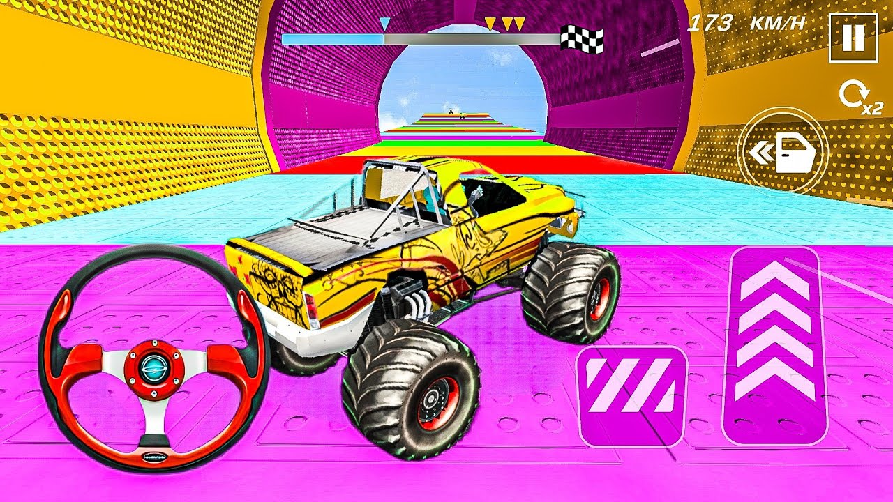 Monster Truck Mega Ramp Extreme Racing 👿 Impossible Car Stunt Game - Gadi Game
