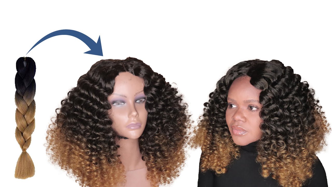 CURLY CROCHET WIG TUTORIAL USING BRAID EXTENSION - No Closure Wig