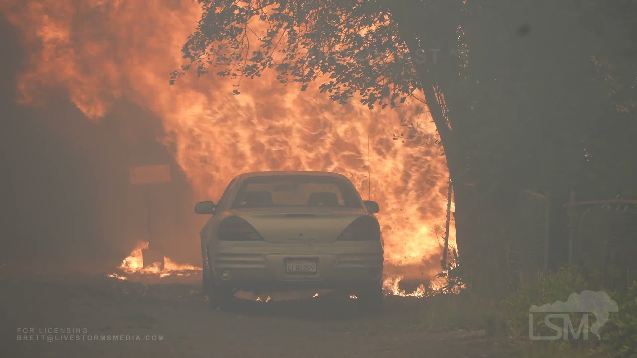 8-4-2021 Greenville, Ca Dixie Fire torching homes- cars-wildlife running for cover- massive flames