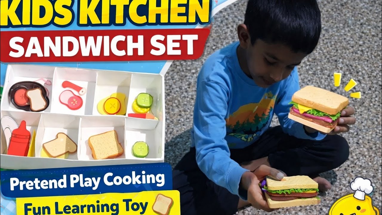 Kids Kitchen Sandwich Set 🍞🥪 | Pretend Play Cooking | Fun Learning Toy for Kids