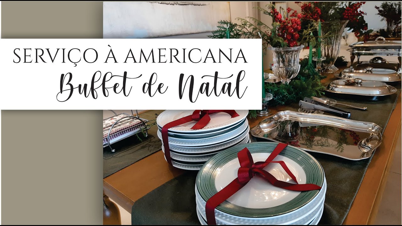Montagem de buffet de natal para serviço à americana.