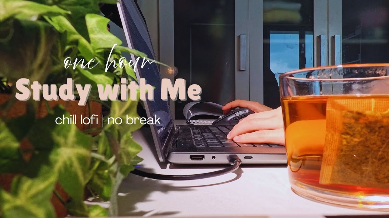 1-HOUR study with me | no break | chill lofi 🍃