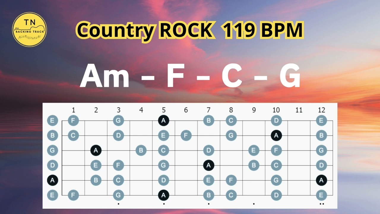 Country Rock Jam Track | Am - F - C - G | Backing Track for Guitar Solo Practice & Songwriting