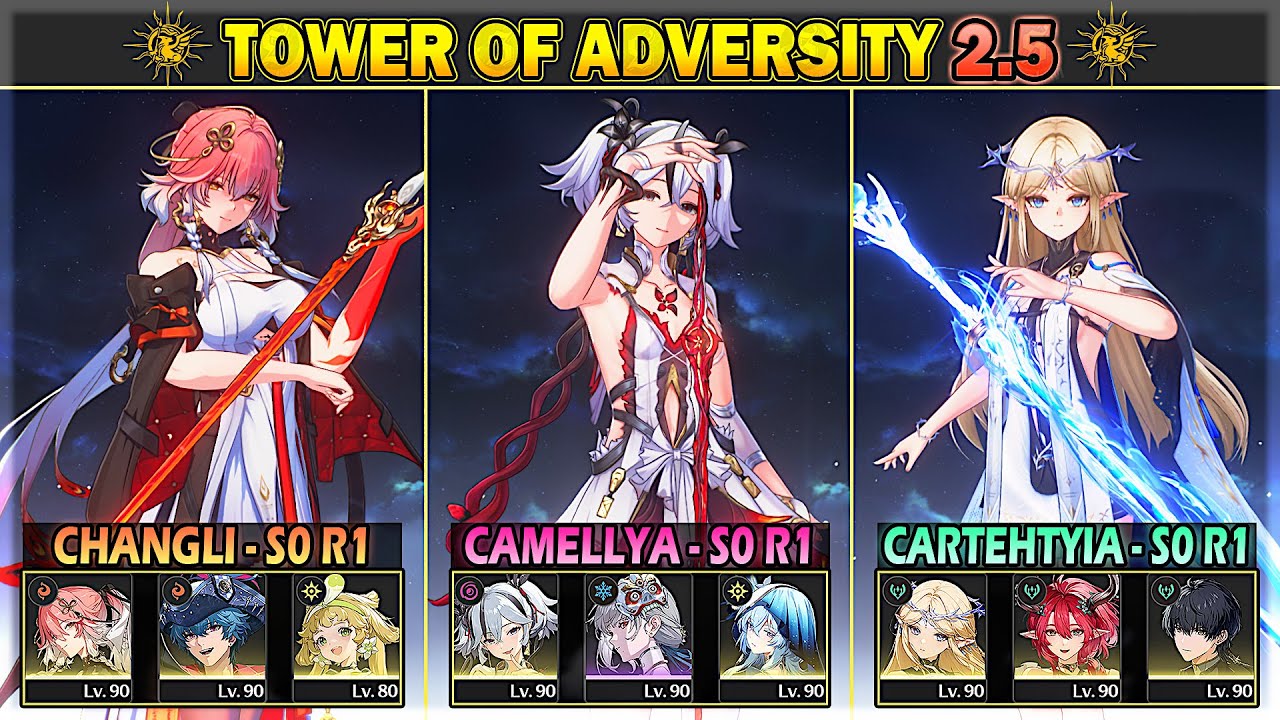 Camellya, Changli, Cartethyia | 30 Crest Tower of Adversity 2.4- 2.5 | Wuthering Waves