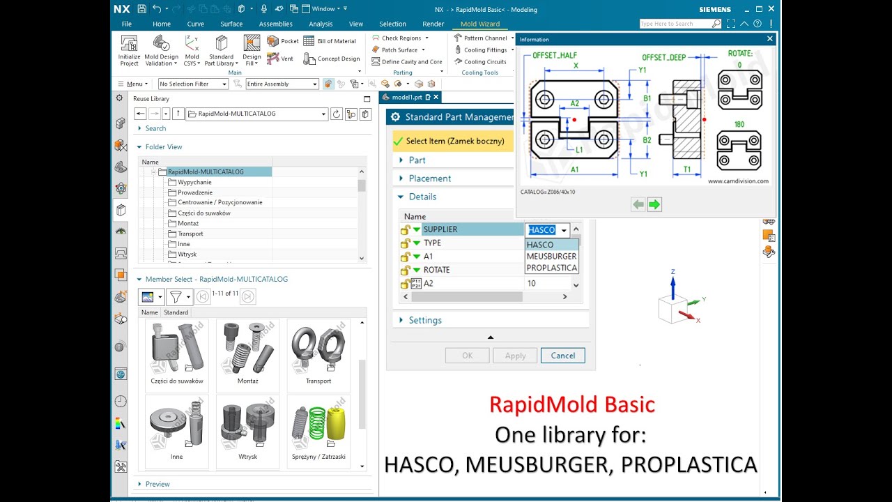 Najnowsze biblioteki 3D norm do form wtryskowych? #HASCO, #MEUSBURGER, #PROPLASTICA w NX Mold?