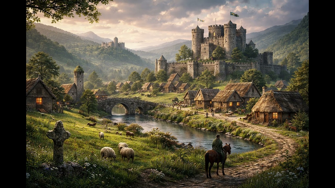 Medieval Celtic Village Ambience | Peaceful Valley Landscape for Relaxation
