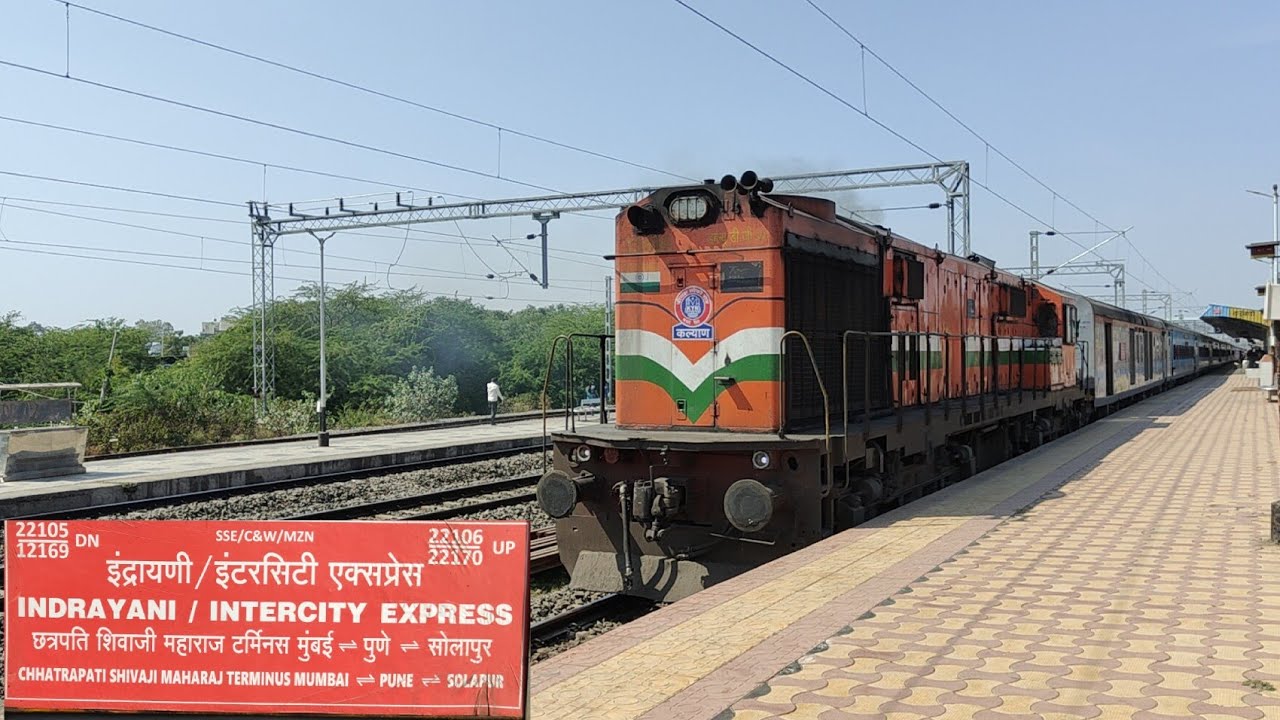 Pune To Kurduvadi Journey In 12169: Pune Solapur Intercity (Indrayani) Exp Behind KALYAN WDG3A ALCO
