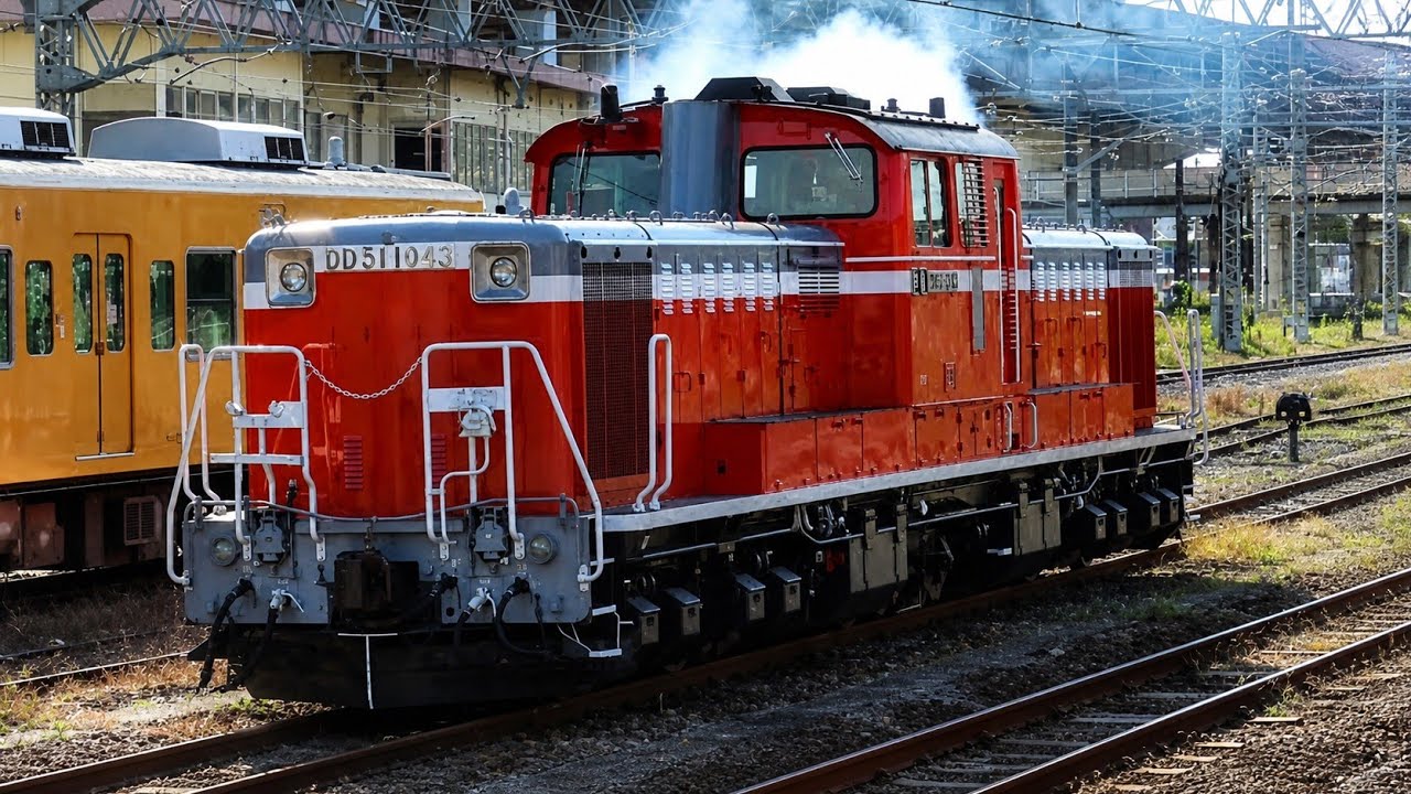 全検明け DD51-1043号機 ディーゼルエンジン始動 JR西日本 新山口駅 にて SL/DL/EL 三種揃い踏みレアシーン有り #エンジン始動音を楽しめる動画