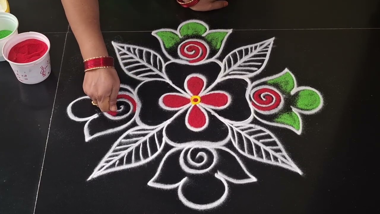 Simple rangoli design 🌹 simple side border rangoli design 🌹 daily muggulu 