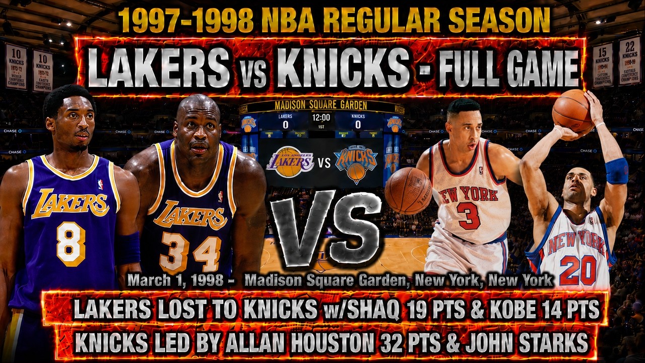 Kobe Bryant Shaquille O’Neal vs Patrick Ewing | Lakers vs New York Knicks | March 1,1998 | Full Game