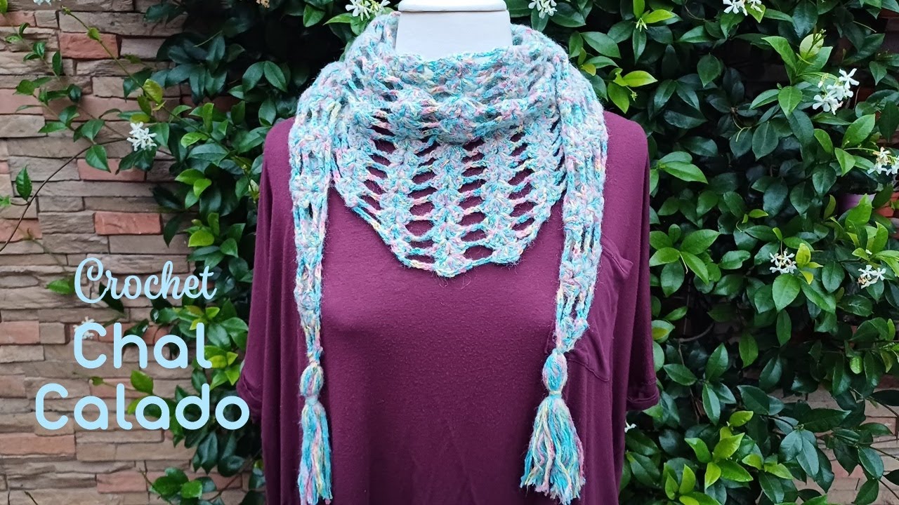 Chal corto o baktus calado a crochet