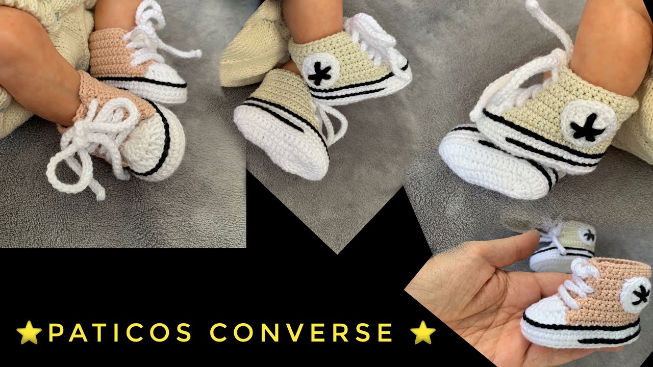 Patucos tipo Converse, Zapatitos Converse bebe a ganchillo. Zpatitos converse bebe crochet