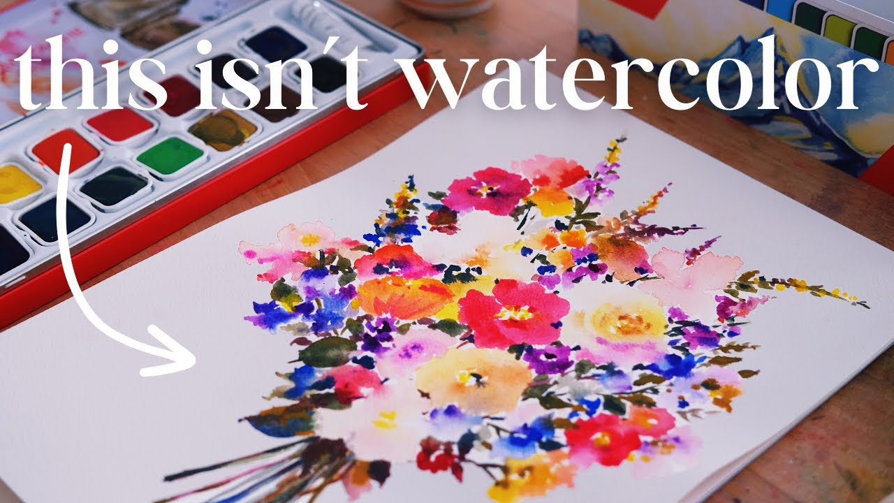 🎨 First Time Trying Caran d’Ache Gouache Studio Pan Set - Paint a Colorful Floral Bouquet With Me