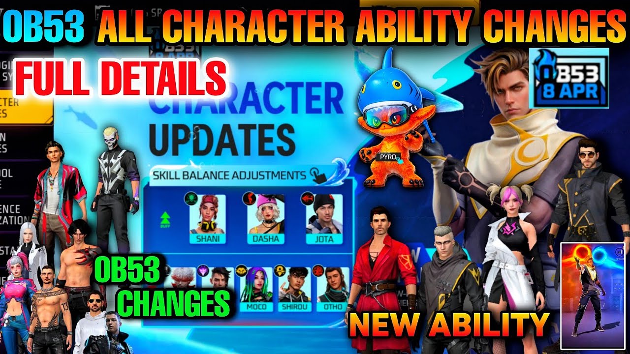 OB53 UPDATE CHARACTER SKILL ABILITY FULL DETAILS | FREE FIRE MAX OB53 UPDATE FULL DETAILS
