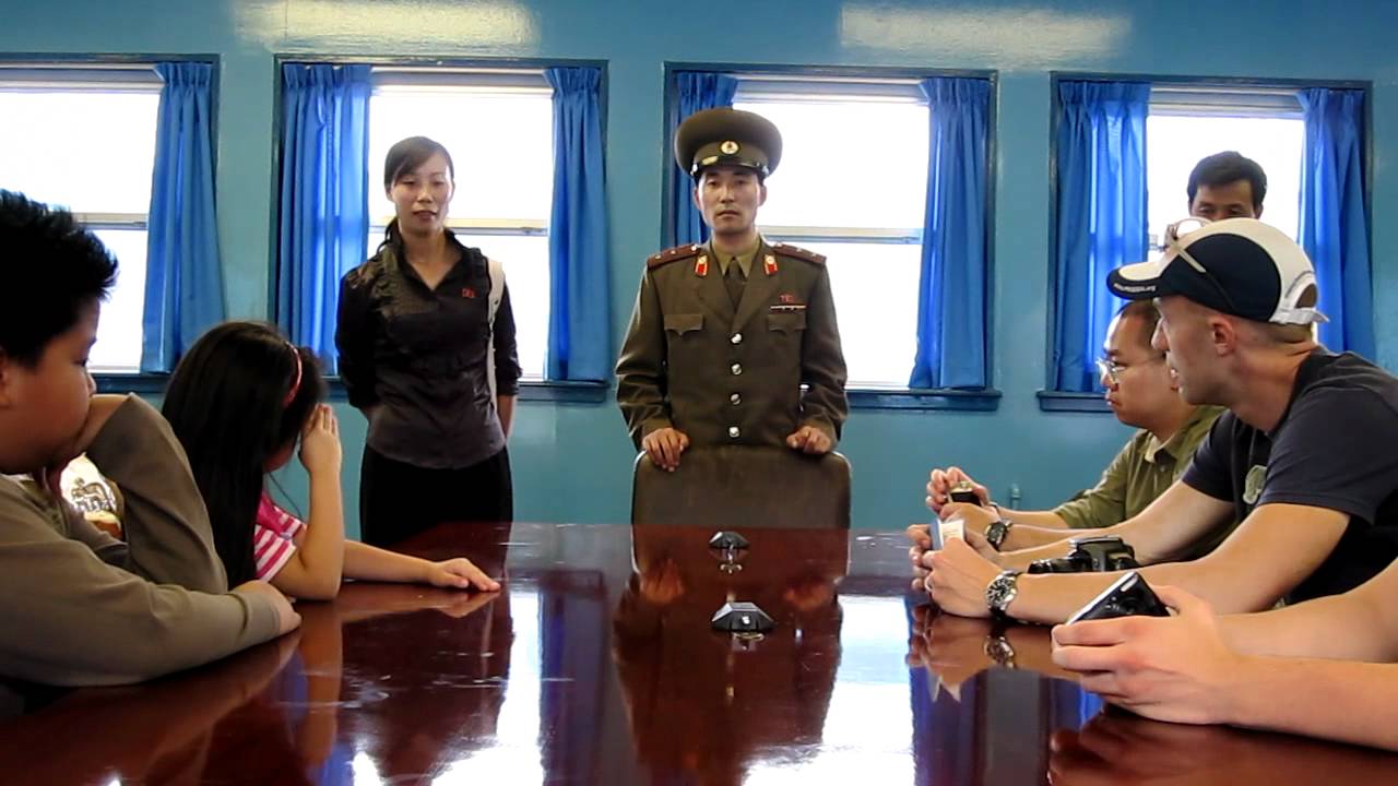 North Korean military officer gives a lecture at the DMZ (September 2009)