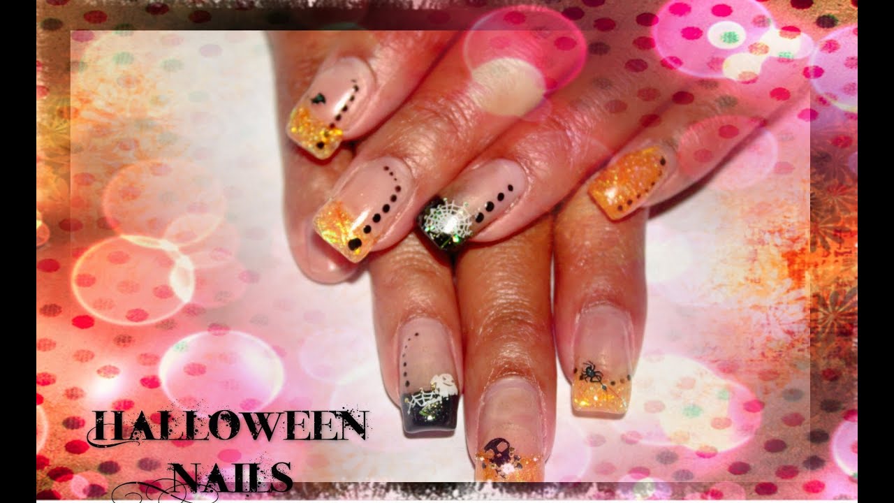 My Glittered Acrylic Halloween Nails
