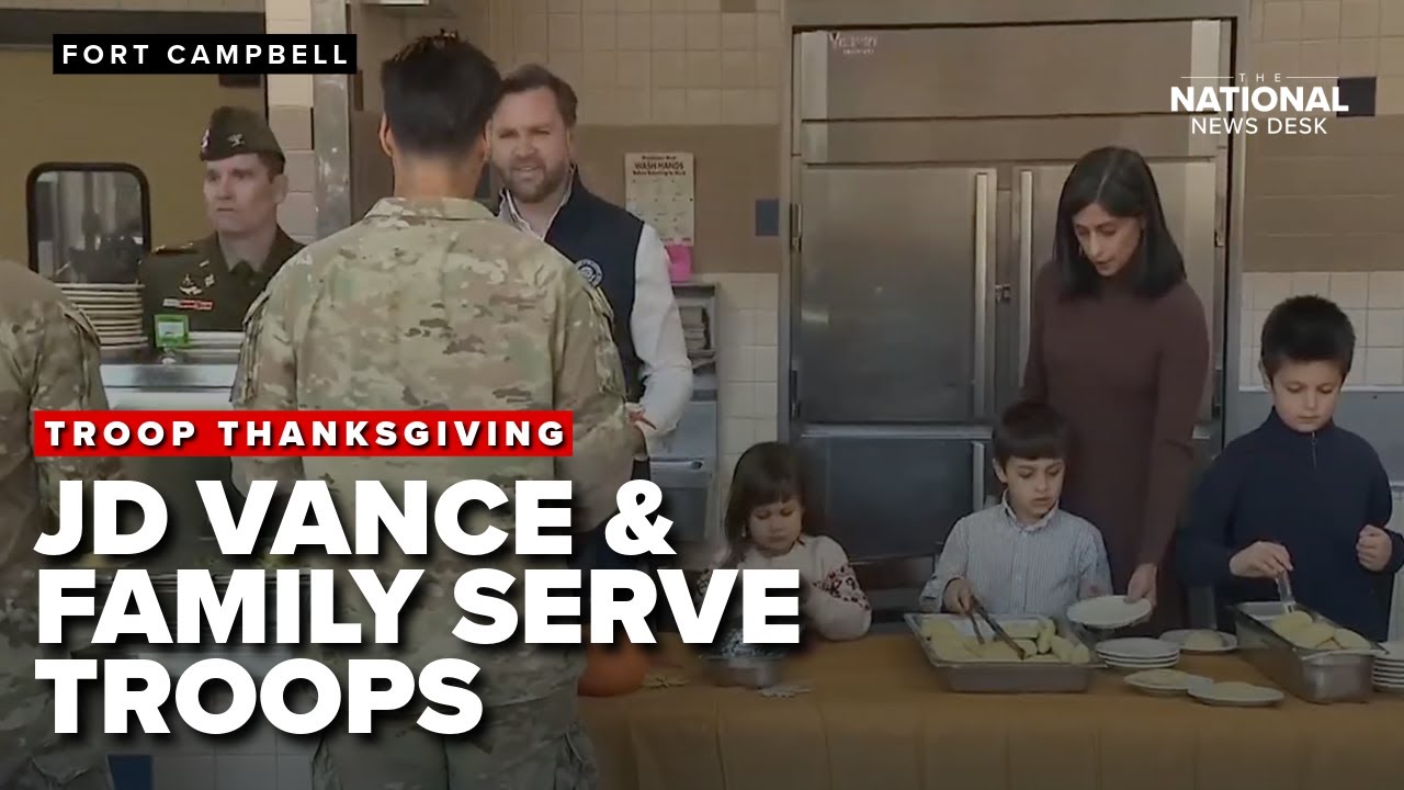 JD Vance, Usha and their children serve Thanksgiving meals to troops in Kentucky