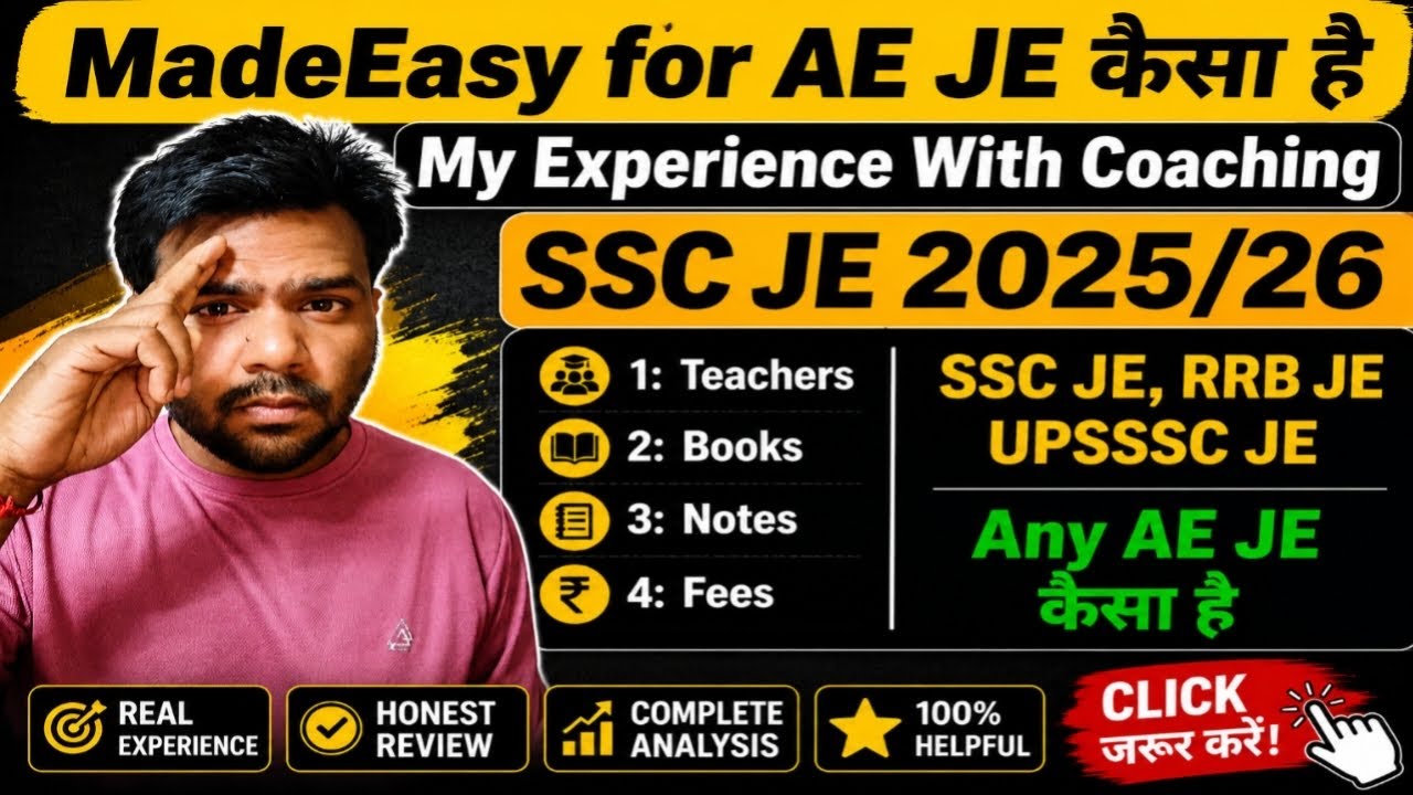 My Experience MadeEasy for SSC JE Exam 2025/26 & RRB JE | UPSSSC JE | UPPSC AE  Coaching Review |