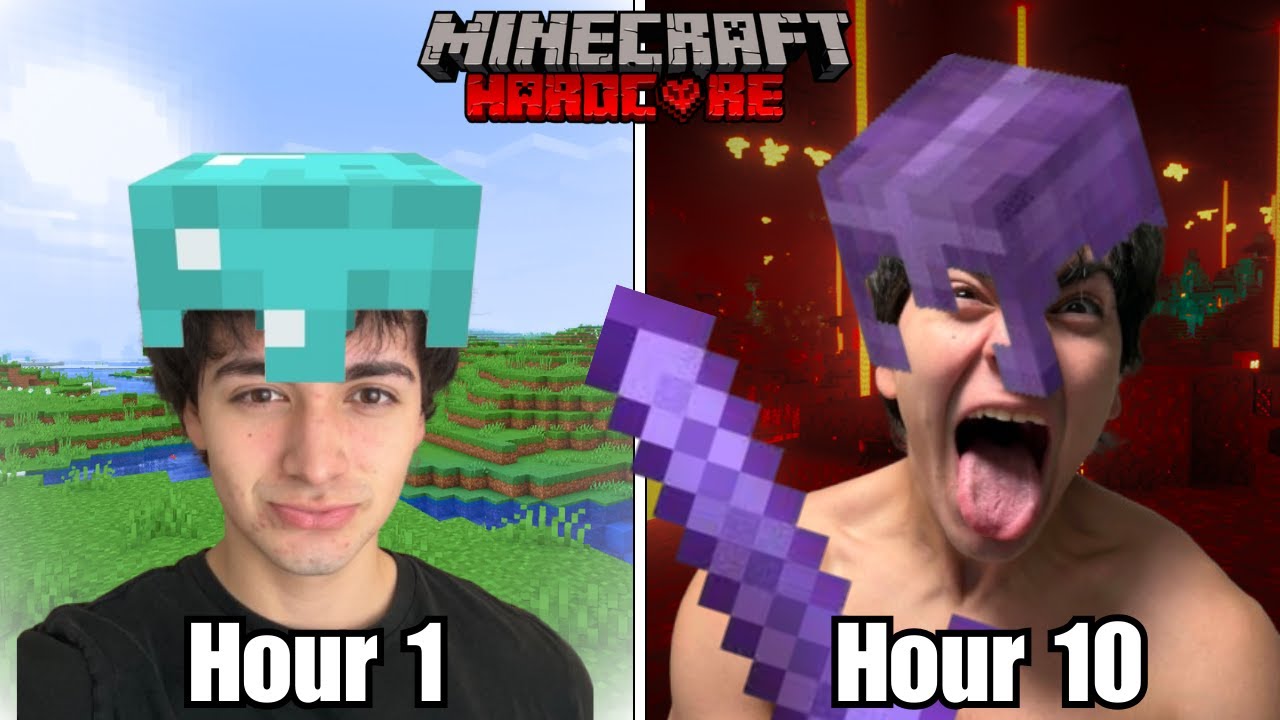 I Survived 10 HOURS in HARDCORE Minecraft... This was Painful