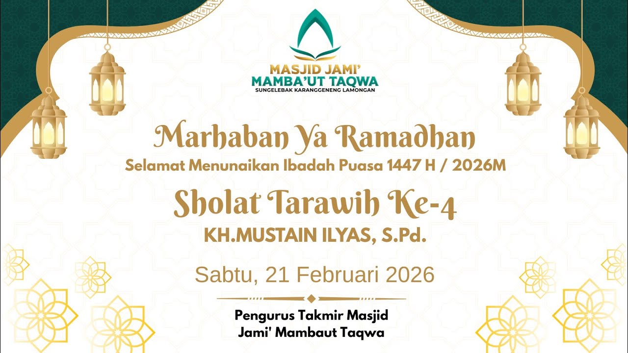 📡Live Tarawih Hari ke-4 Ramadhan 1447H || Ba'da Sholat Isya' di Masjid jami' Mambaut Taqwa
