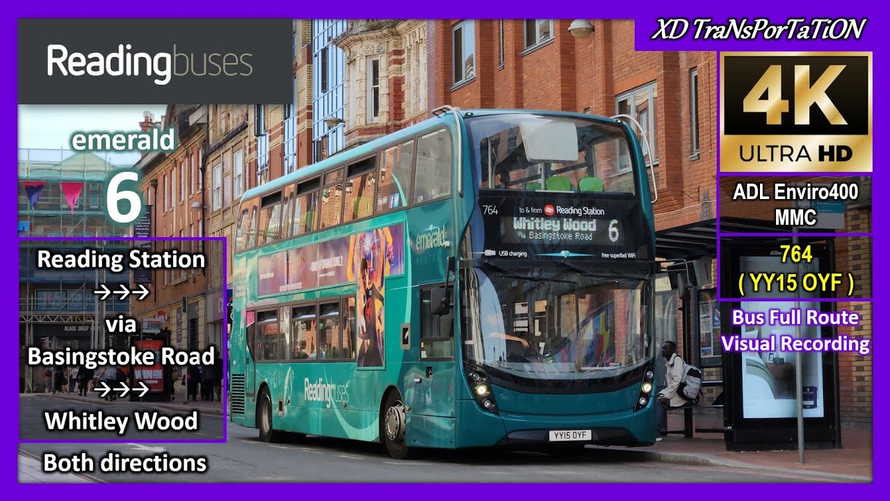 [Reading buses] emerald 6 ~ Central Reading ➝ Whitley Wood ➝ Central Reading【4K UW】