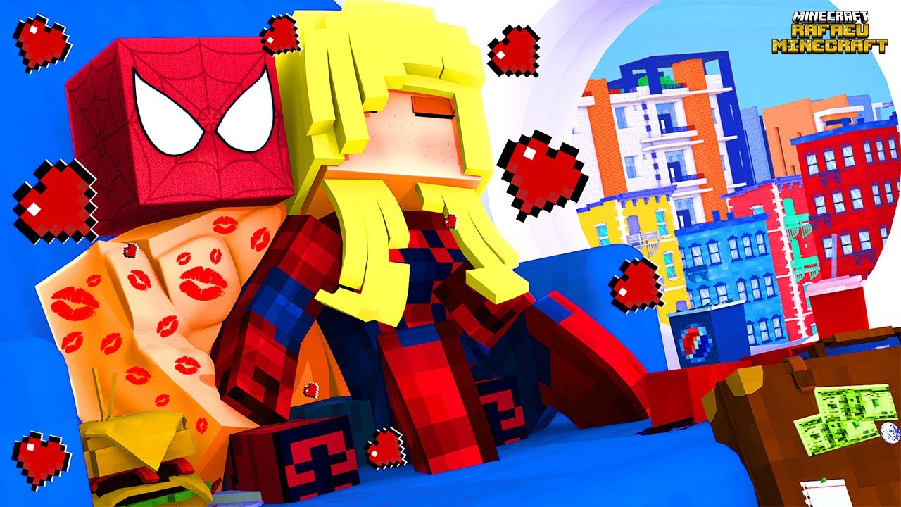 O HOMEM ARANHA dormiu no AVIÃO com a MENINA ARANHA no Minecraft