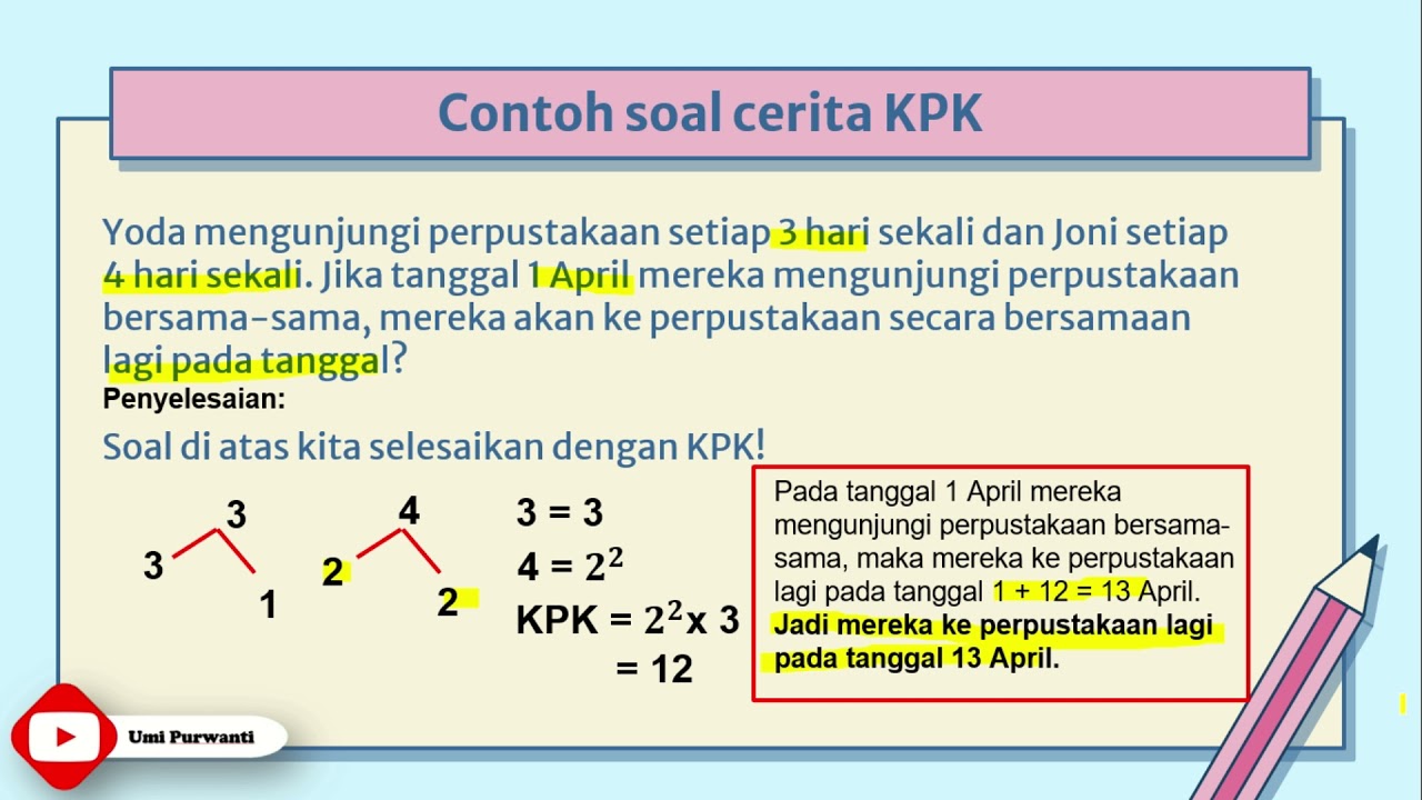 Soal Cerita KPK II Matematika Kelas 4