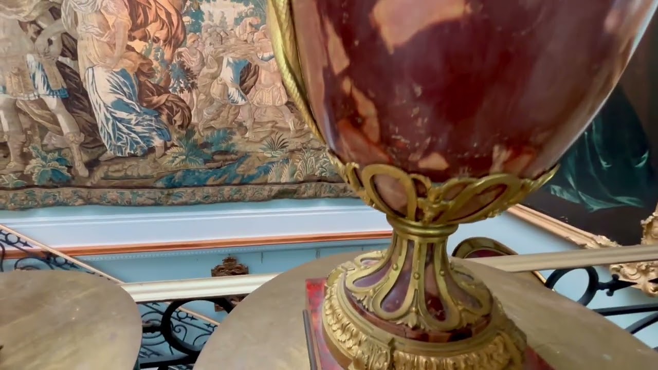 ThreeCenturiesAntiques Vancouver: Gilt Bronze and  Breche Marble Urns with Serpent Handles