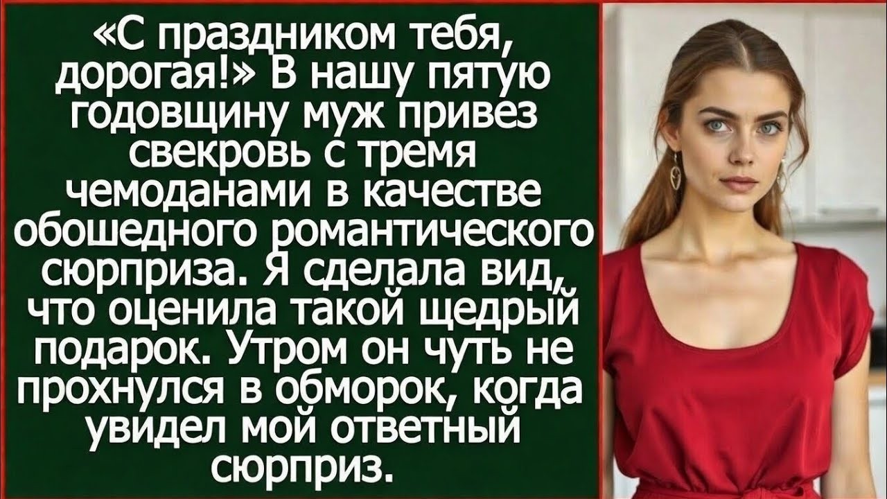 «С праздником тебя, дорогая!» В нашу пятую годовщину муж привез свекровь с тремя чемоданами